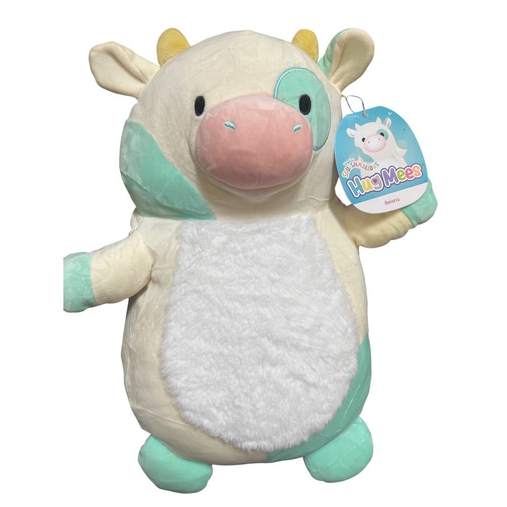 Squishmallows Belana The Cow 18" Hug Mees‎ Plush Fuzzy Belly Blue Standing, NWT